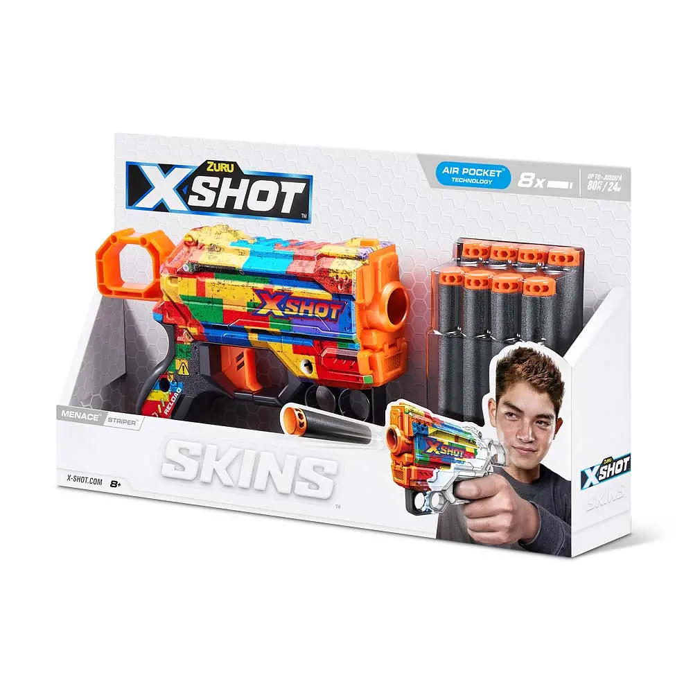 Швидкострільний бластер Zuru X-Shot Skins Menace Striper 8 патронів (36515N) - фото 4