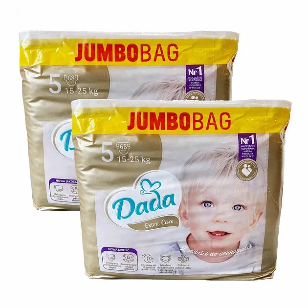 Підгузки Dada Extra Care Jumbo Bag Розмір 5 Junior (15-25 кг),136 шт