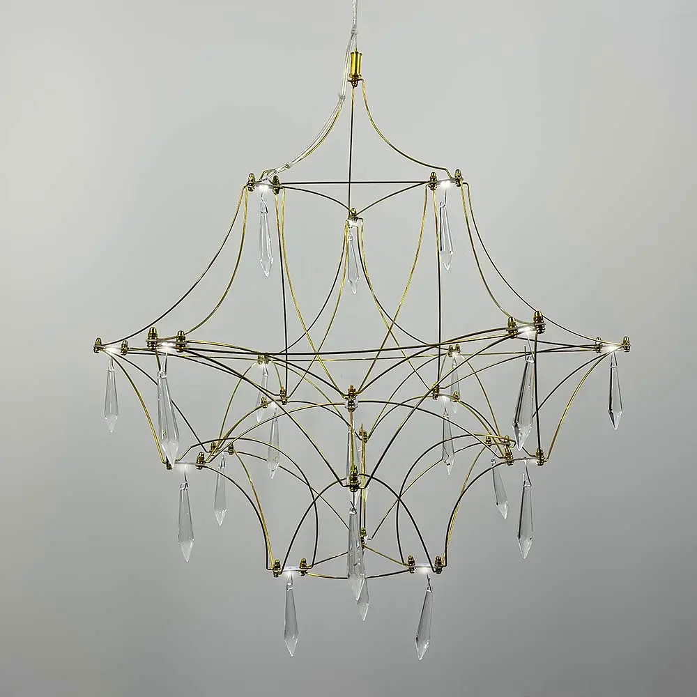 Дизайнерская невесомая золотая люстра d60 см Ст. MJ 158-600 Titanium | Line F - фото 5