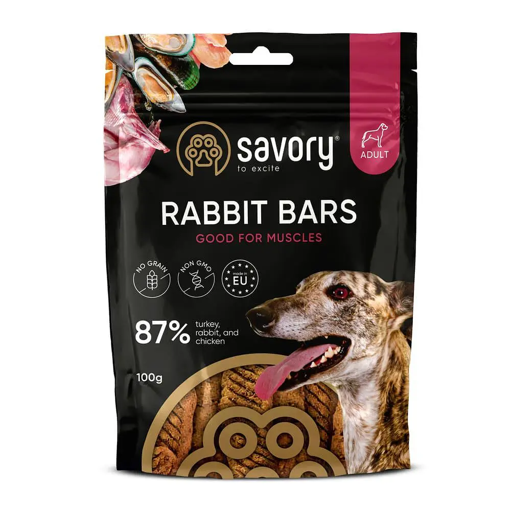 Ласощі для собак Savory Bars With Rabbit, джерки батончики, з кроликом, 100 г