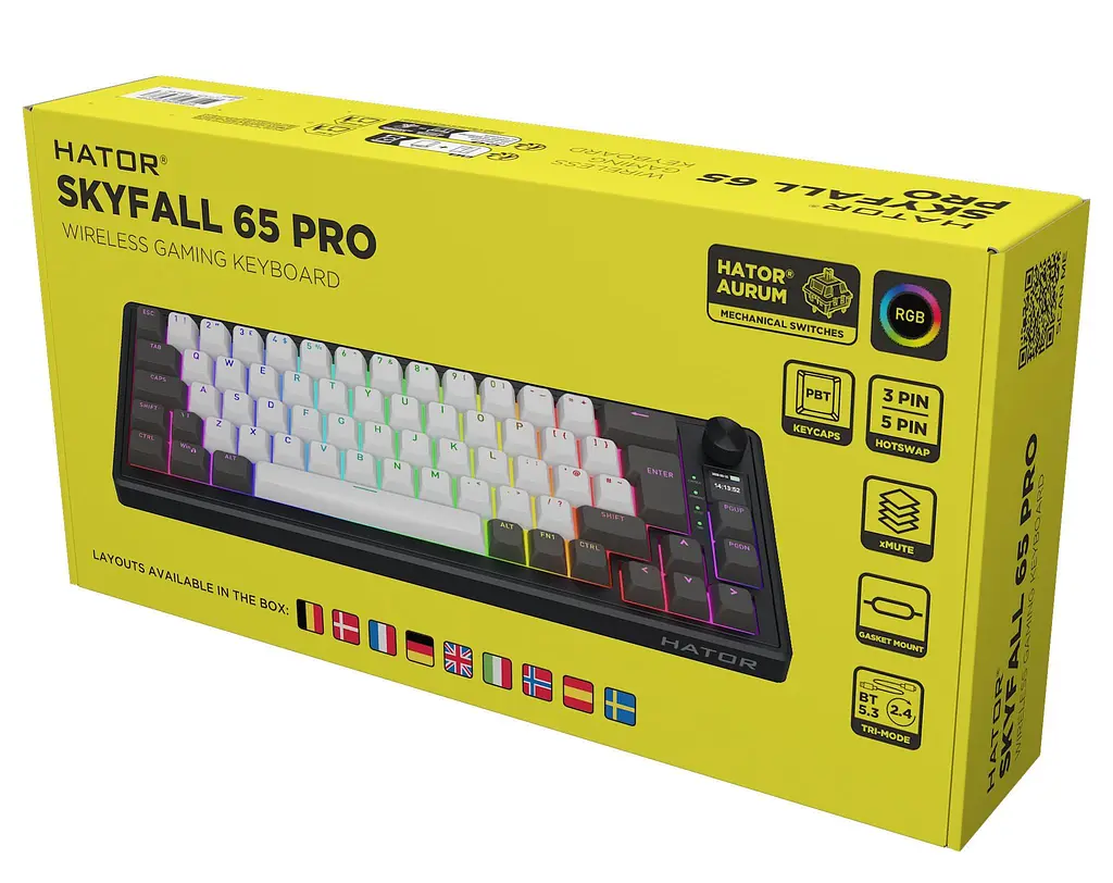 Клавіатура HATOR Skyfall 65 PRO Wireless Silent Switches UK-ISO Grey Black (Англ.) (HTK4160EU) - фото 7