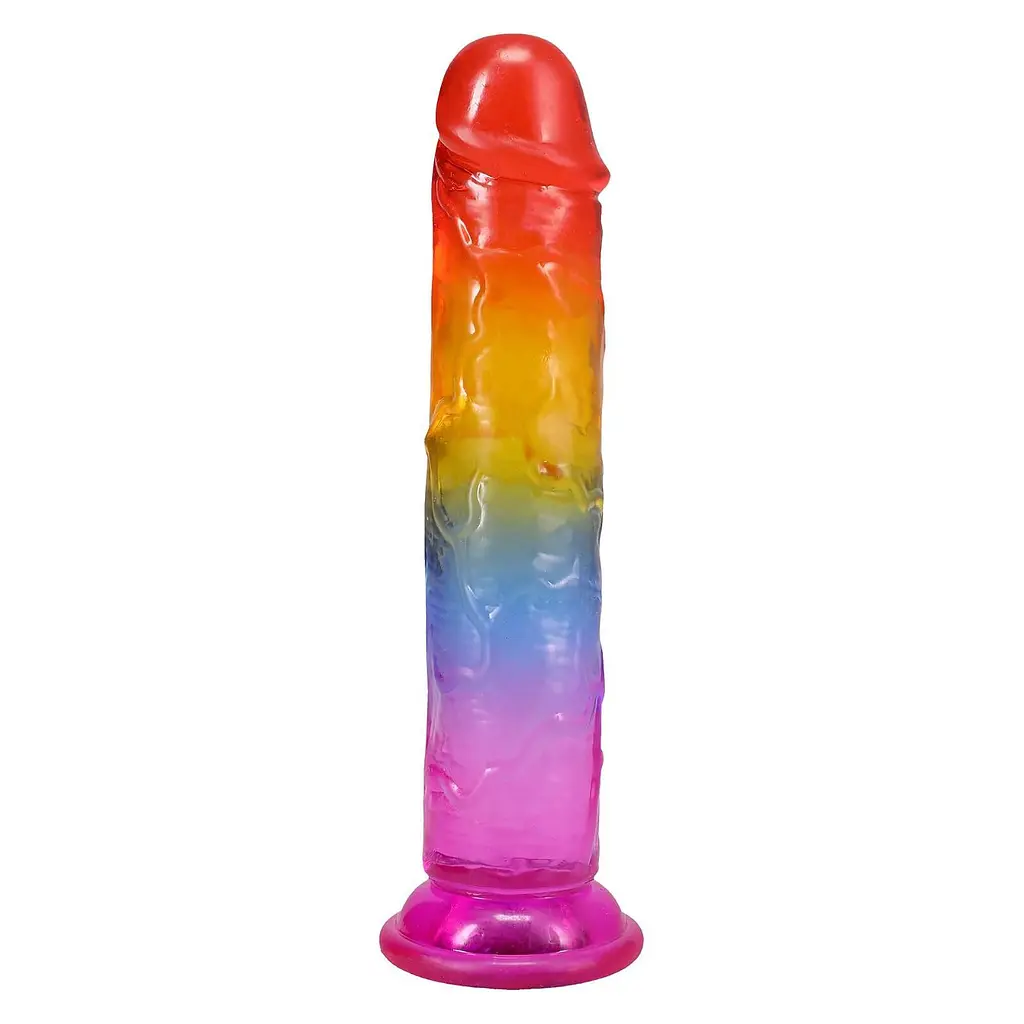 Ділдо Doc Johnson Crystal Jellies 7 Inch Classic Dong Rainbow, 17.8 см - фото 3