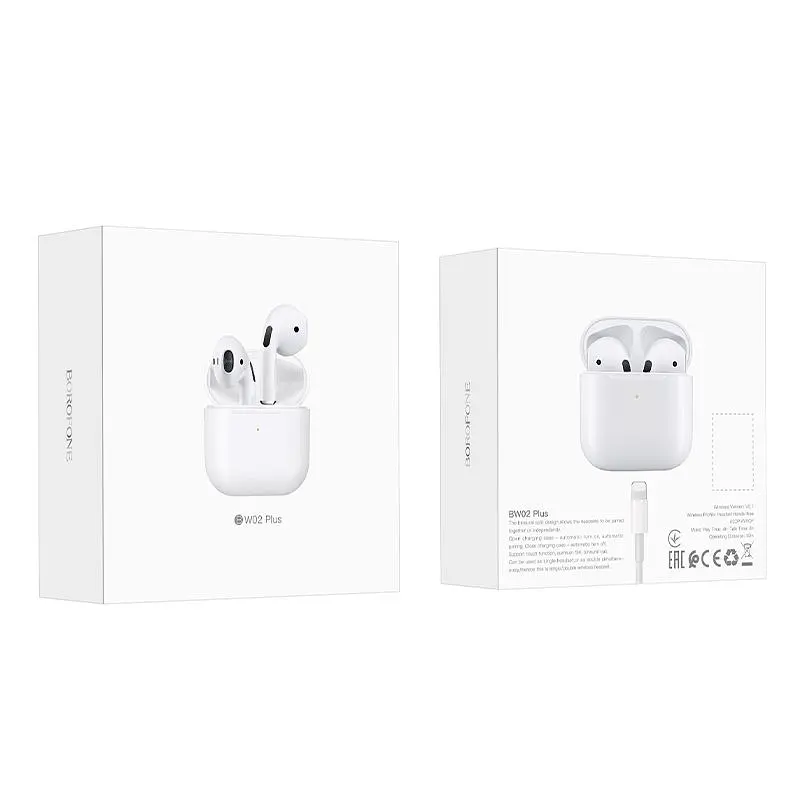 Наушники беспроводные Borofone BW02 Plus True TWS White - фото 6