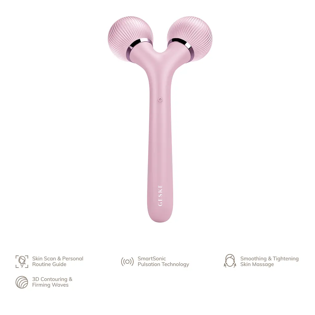 Електронний звуковий ролик для обличчя та тіла GESKE Sonic Facial & Body Roller 4 в 1 рожевий - фото 4