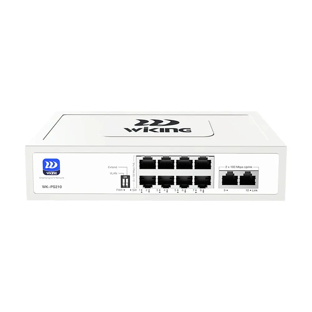 PoE-комутатор 10-портовий некерований Wiking WK-PS210 V2, 8x100Mbps PoE, 2x100Mbps Uplink, 76W (73-00271) - фото 2
