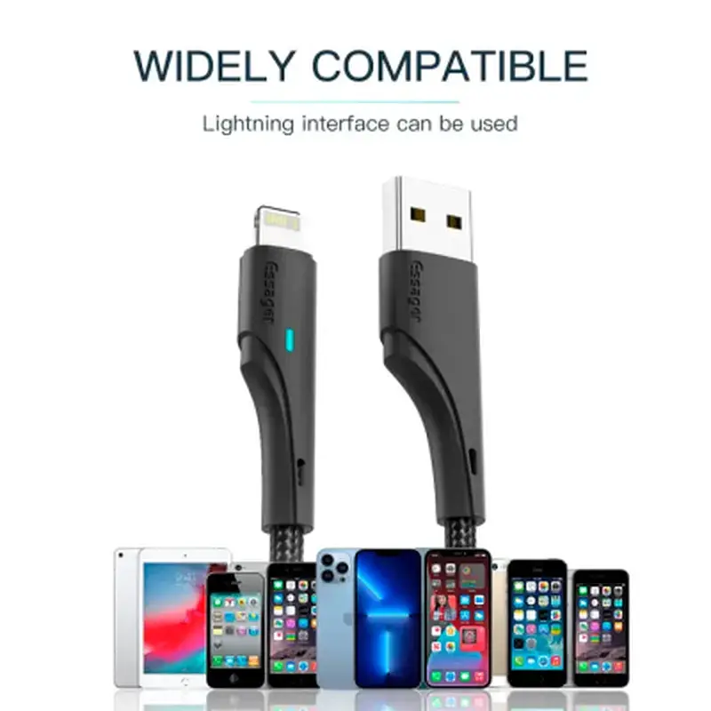 Дата кабель USB 2.0 AM to Lightning 1.0m 2.4A black Essager (EXCL-LS01) - фото 9