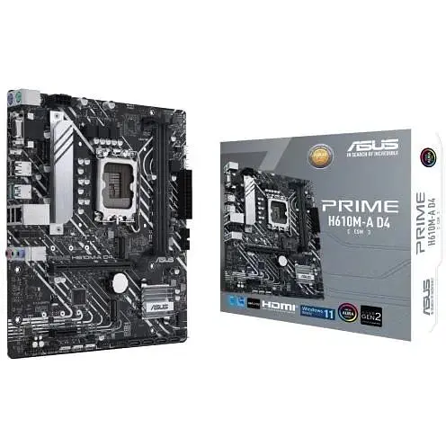 Материнська плата Asus Prime LGA1700, H610M-A D4-CSM, H610, 2xDDR4, Int.Video(CPU), 4xSATA3, 2xM.2, 1xPCI-E 16x 4.0, 1xPCI-E 1x 3.0, 1xM.2 (Key E), ALC997, I225V, 3xUSB3.2/6xUSB2.0, VGA/HDMI/DP, MicroATX - фото 2