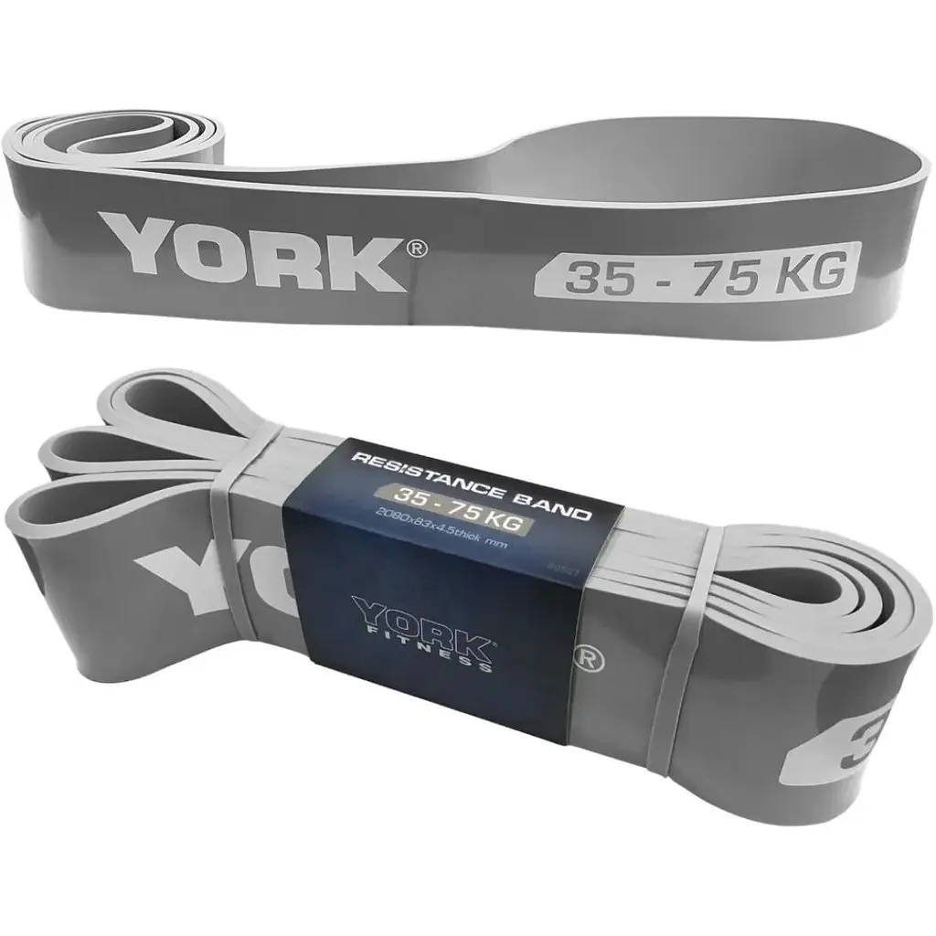 Резинка для фітнесу York Fitness 35-75кг - 2080x85x4,5 мм, сірий - фото 7