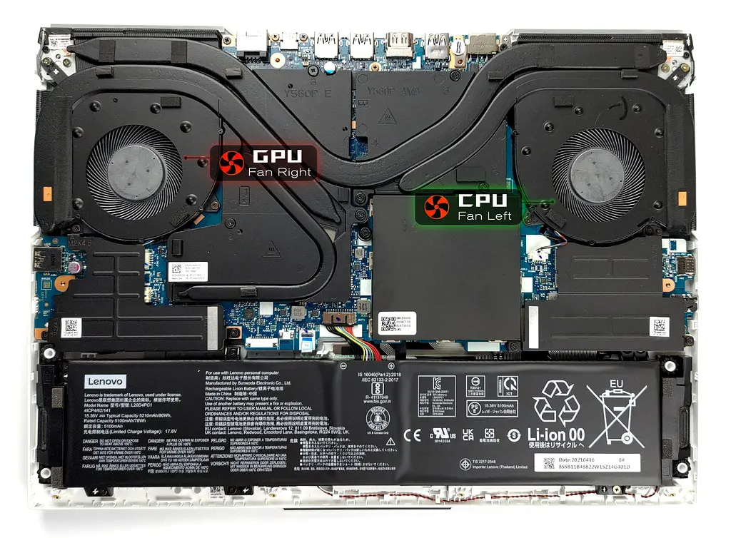 Вентилятор Lenovo кулер (CPU Fan 12V) для моделей ноутбука Legion 5 Pro 16IAH7H (82RF), 16IAH7 (82S0), 16ARH7 (82RY), 16ARH7H (82RG) (DFSCL12E064486Q) - фото 4