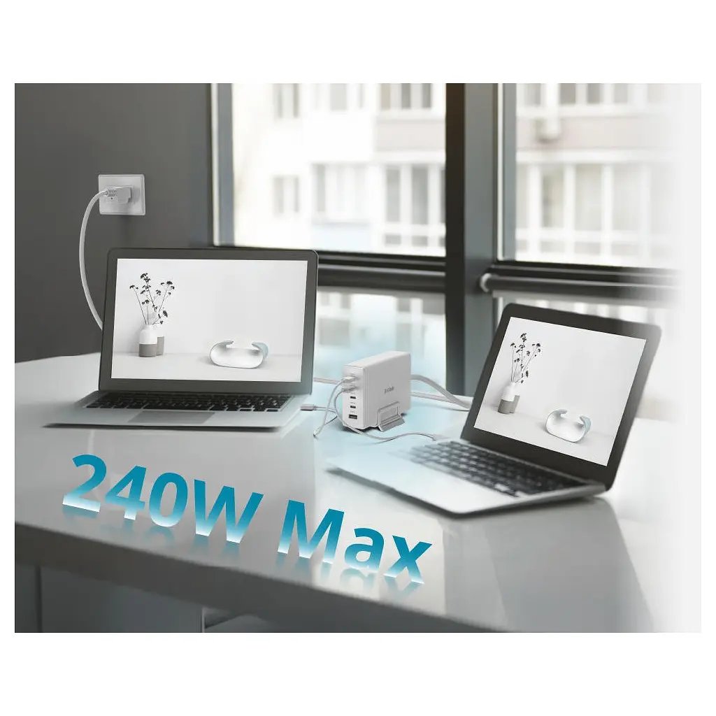 Зарядний пристрій D-Link 4xUSB-C + 1xUSB PD240W GaN white (DCF-241) - фото 8