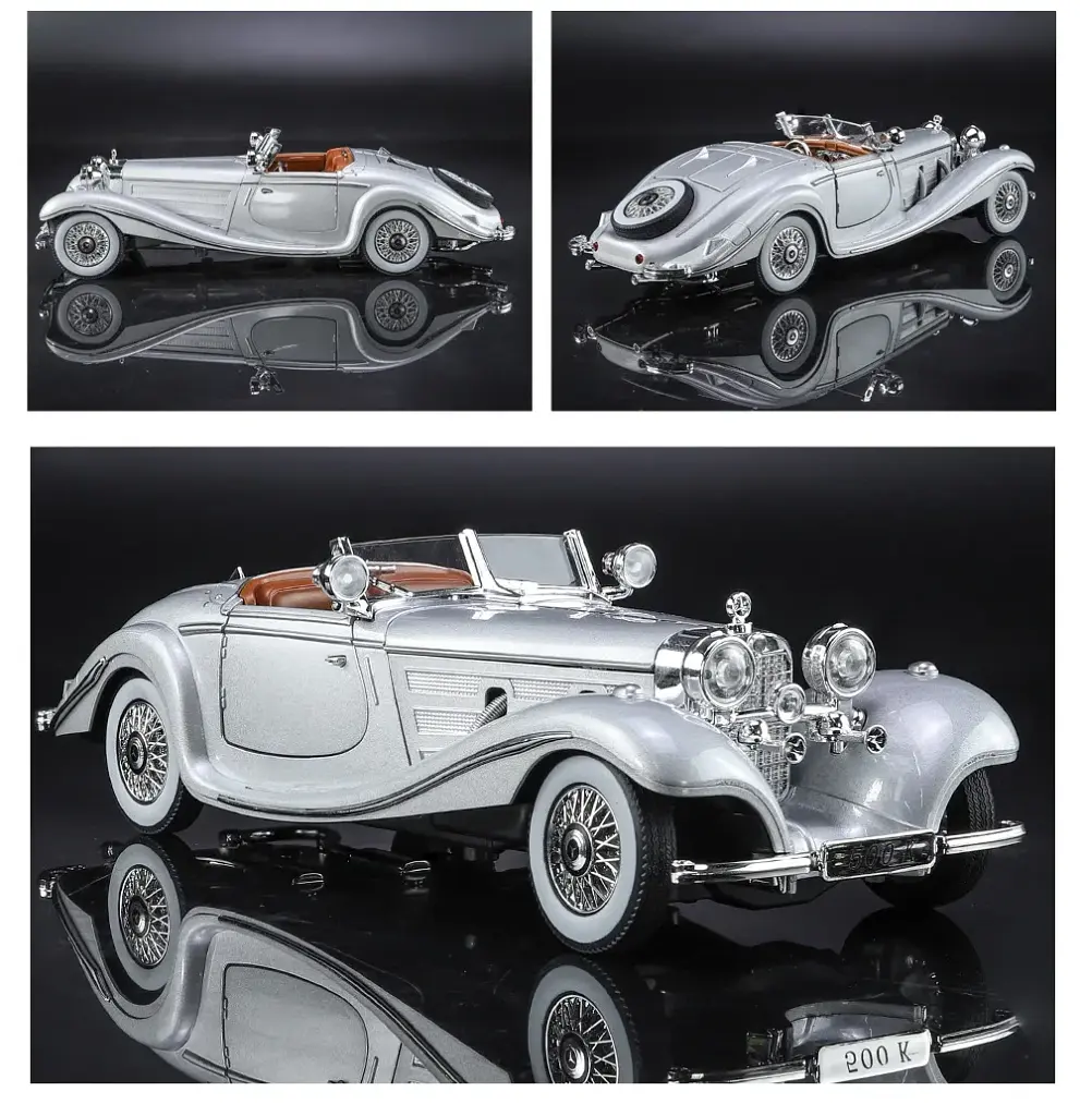 Колекційна металева модель автомобіля АвтоЕксперт Mercedes-Benz 500K Special Roadster 1936 з інерцією, світлом та звуком 1:24 - фото 10