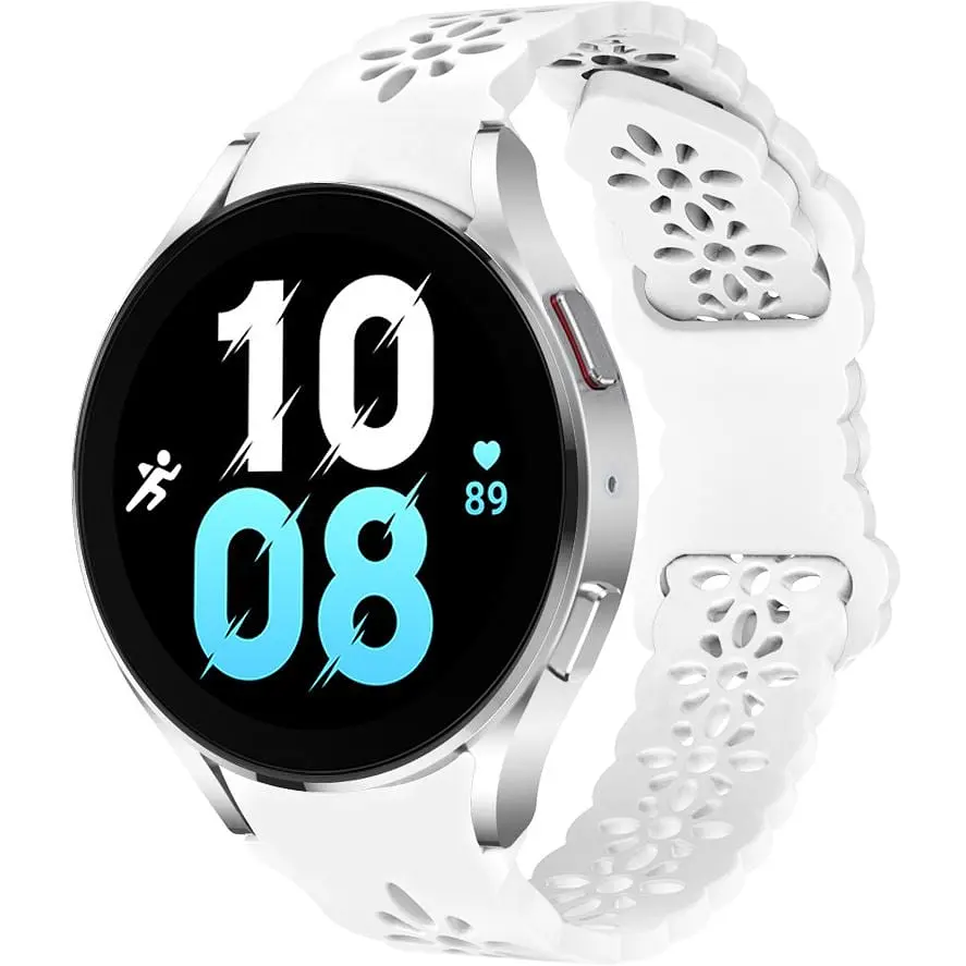 Ремінець для Samsung Galaxy Watch 5 Pro 45mm - білий ширина кріплення 20мм силікон Watchbands Flower Five (W26-9WB69551119) - фото 1