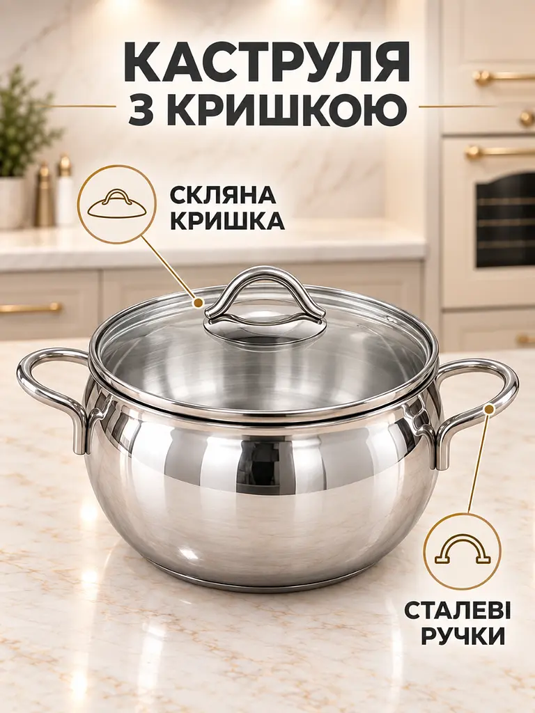 Набір каструль 9 предметів із нержавіючої сталі 18/10 для приготування їжі сталевий (37261103) - фото 4
