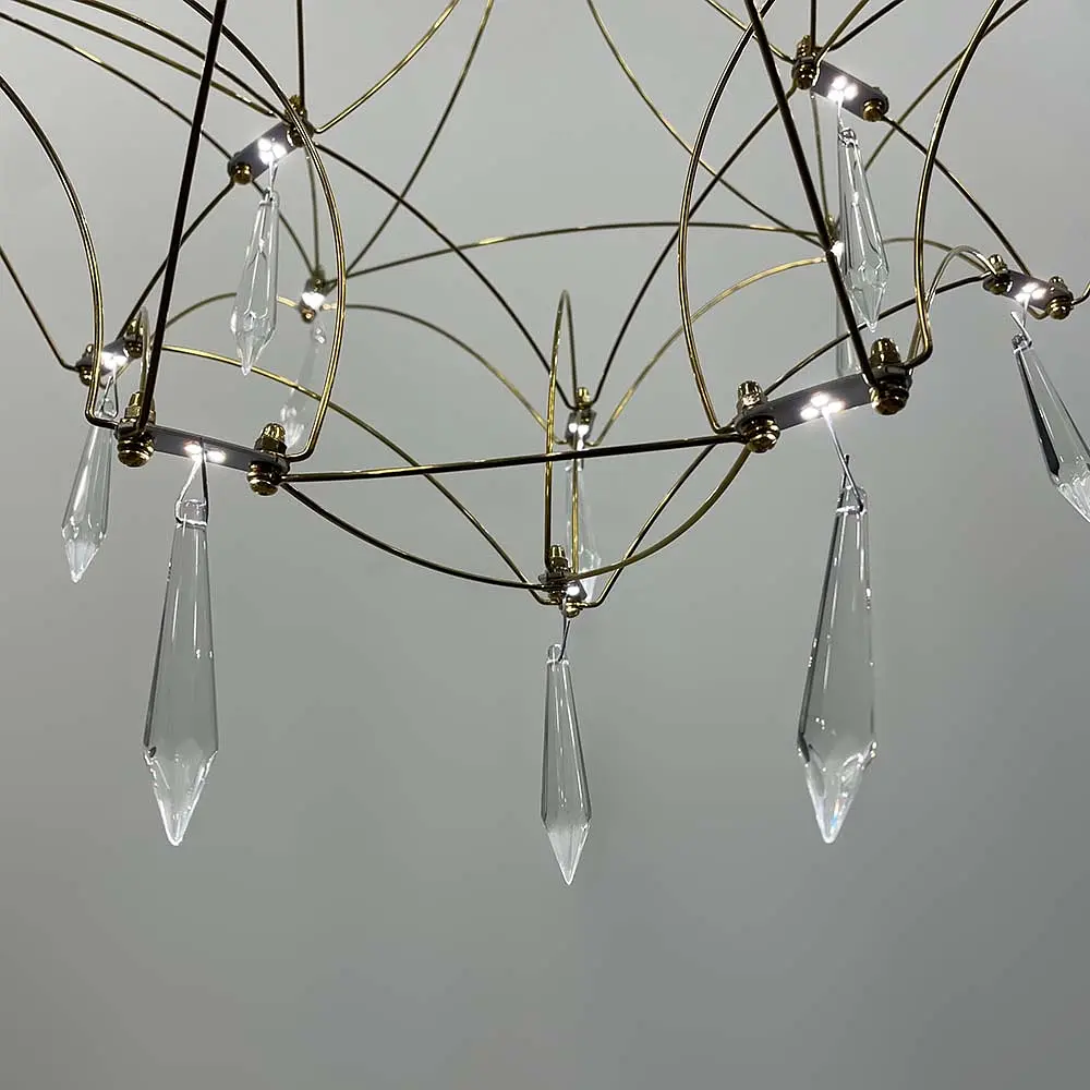 Дизайнерская невесомая золотая люстра d60 см Ст. MJ 158-600 Titanium | Line F - фото 3