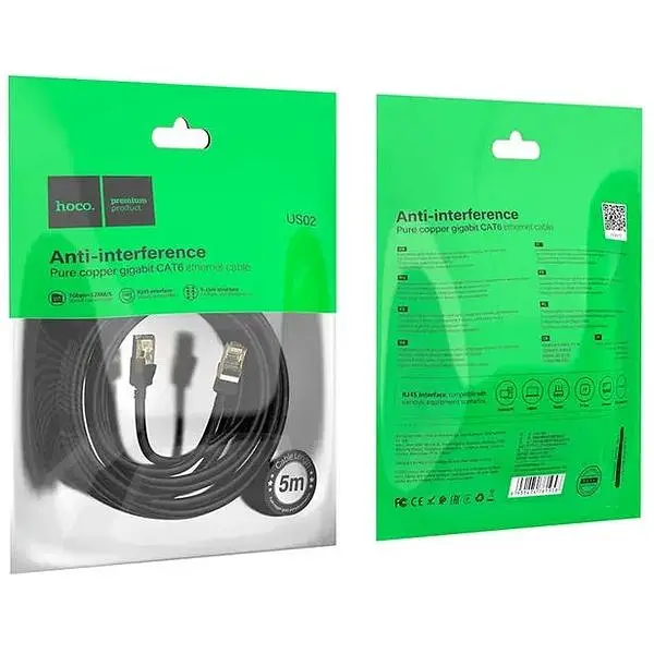 Кабель Hoco US02 Level pure copper gigabit ethernet cable L 5 м Black - фото 7