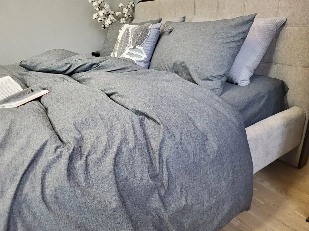 Комплект постільної білизни Washed Cotton з вареної бавовни графіт Graphite - двоспальний - фото 4