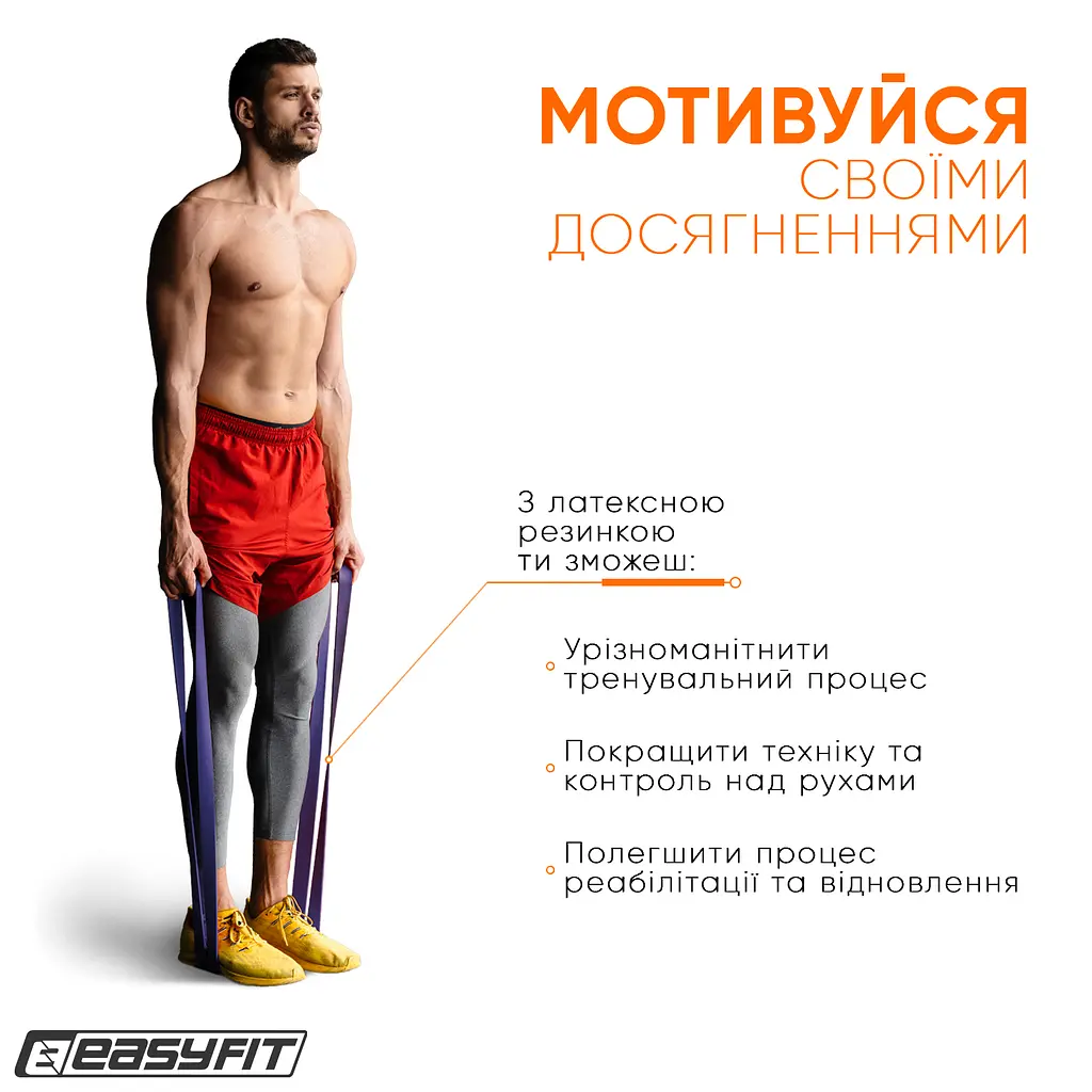 Резиновая петля EasyFit 15-45 кг Фиолетовая - фото 5