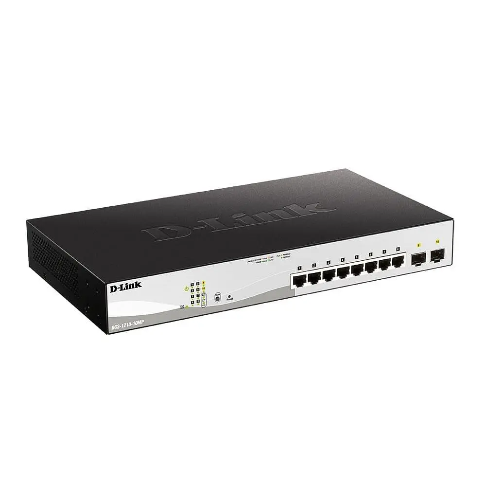 Комутатор D-Link DGS-1210-10MP 8-Port Gigabit PoE+ + 2-Port SFP Web Smart (DGS-1210-10MP) - фото 2