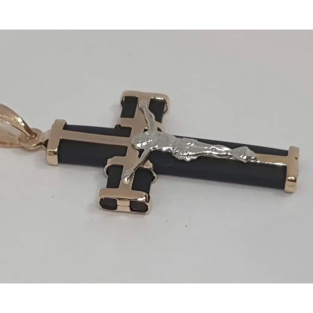 Золотий хрестик Tango з каучуком. Розп'яття Христа. 940011 - фото 3