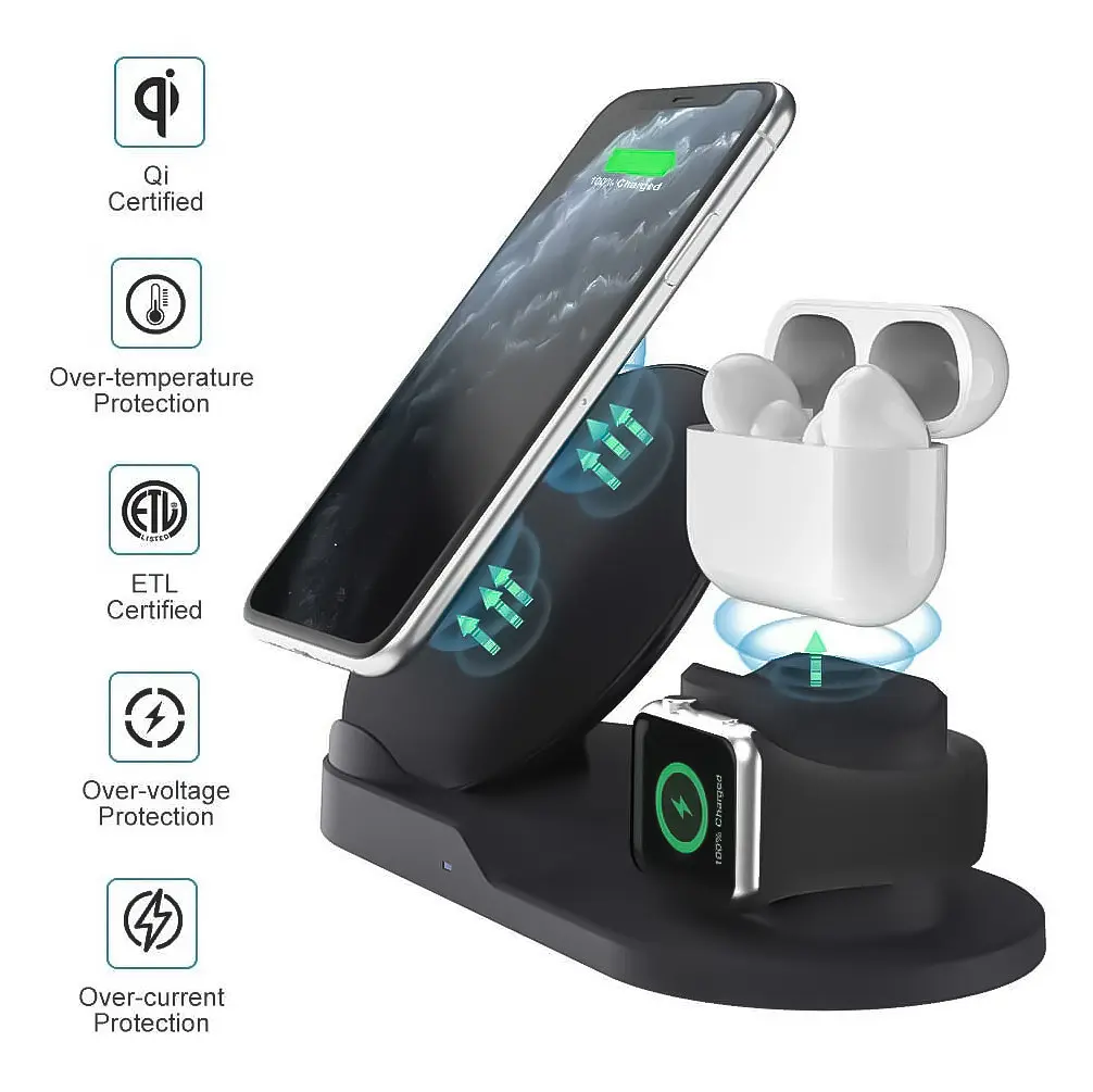 Бездротовий зарядний пристрій для телефона 3-in-1 Fast Charge 2 A 10 W безконтактний заряджання для айфона - фото 3