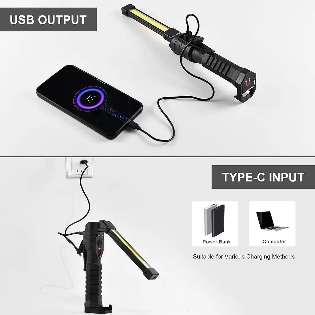 Ліхтар LIGHT L08-1 з магнітним підставою та підвісним гачком для кемпінгу ∙ Акумуляторний поворотний ліхтар LIGHT L08-1 - фото 3