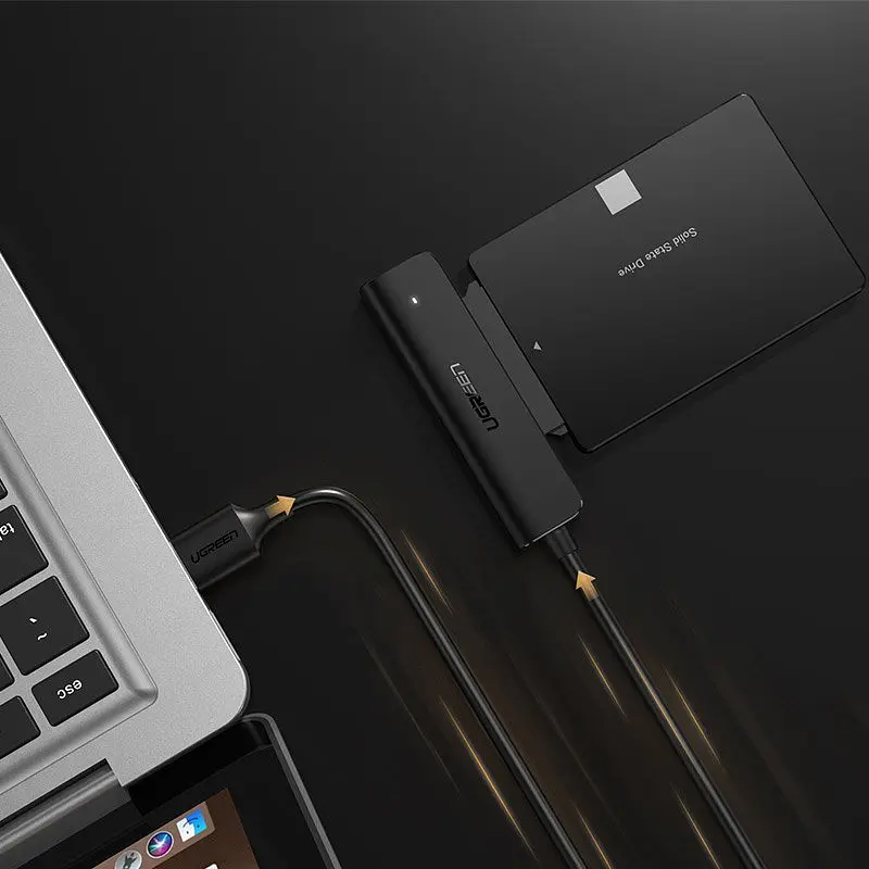 Переходник Ugreen USB 3.0 Type-A SATA III F CM321 черный - фото 2