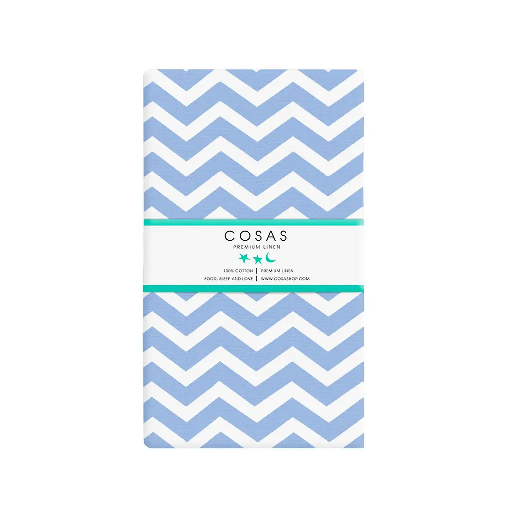 Простирадло Cosas на резинці 90х200 blue zigzag, блакитний (ZigBlue_90x200x20) - фото 3