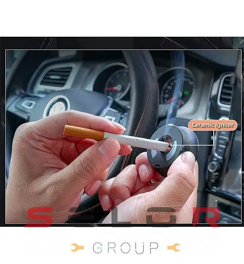 Попільничка автомобільна Car Ashtray N17D з підсвічуванням та запальничкою Карбон - фото 2