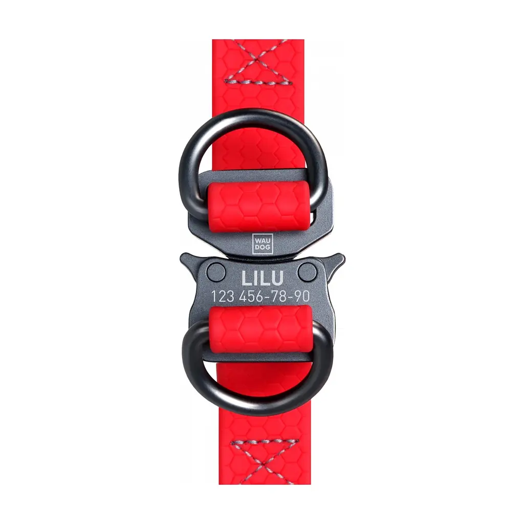 Шлея для собак WAUDOG Waterproof з QR-паспортом XS Ш 15 мм Д 30-39 см червона (27633) - фото 2