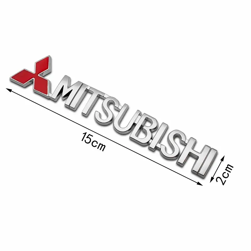 Емблема напис MITSUBISHI хром+червоний 150х28 мм пластик (на скотчі) - фото 4