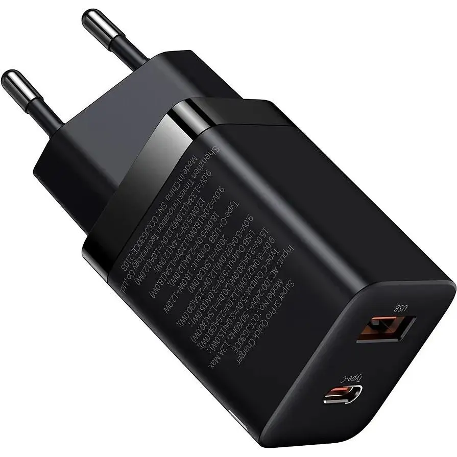 Зарядний пристрій Baseus Super Si Pro Quick Charger C+U 30W EU black (CCSUPP-E01) - фото 2