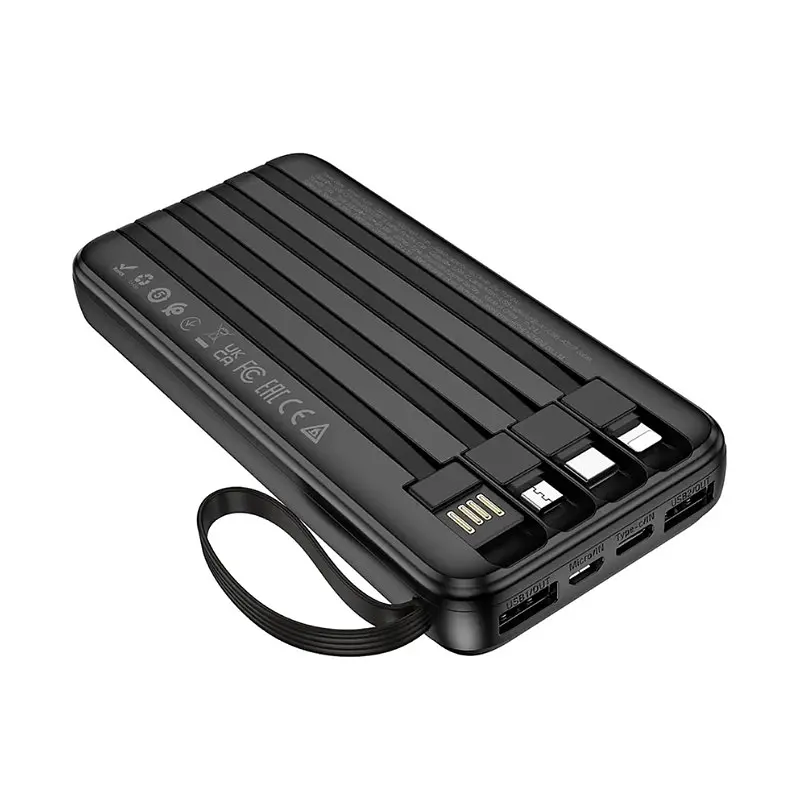 Портативний акумулятор BOROFONE BJ76 Smart power bank вбудовані 4 кабелі 10000mAh чорний - фото 3