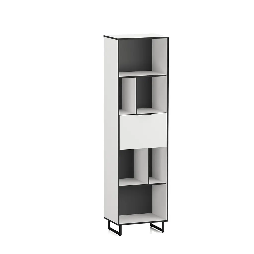 Стеллаж для книг и декора на ножках Moreli Forte F-0016 в стиле Loft 550х2000х400 мм Белый - фото 1