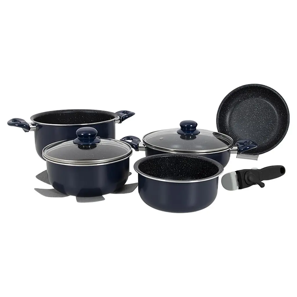 Набор кухонной посуды алюминиевый 8 шт. Gimex Cookware Set induction 8 предметов Bule (6977228) - фото 1