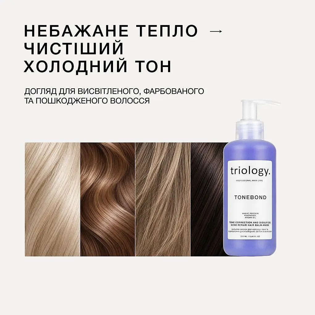 Бальзам-маска для волосся Triology. Tonebond для корекції тону та відновлення дисульфідних зв’язків 250 мл - фото 4