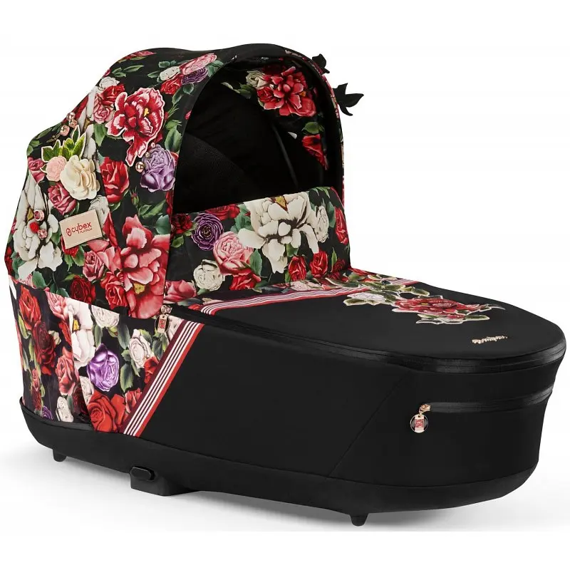 Коляска Cybex Priam 4.0 шасі Matt Black + люлька Spring Blossom Dark - фото 3