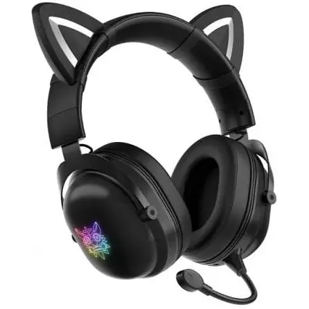 Бездротові навушники Onikuma B100 Bluetooth Gaming LED з кото вушками чорні - фото 2
