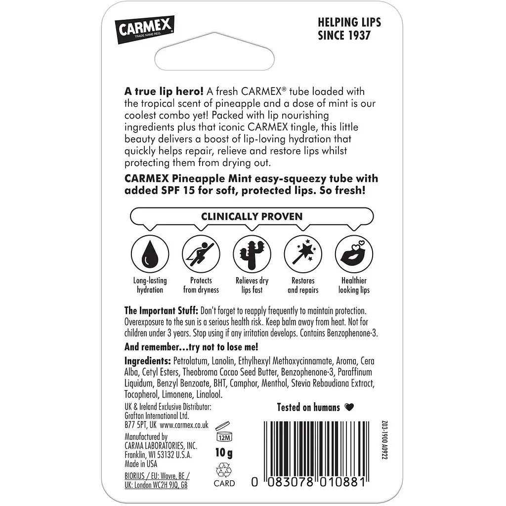 Бальзам для губ Carmex зі смаком ананаса та м'яти 10 г - фото 3