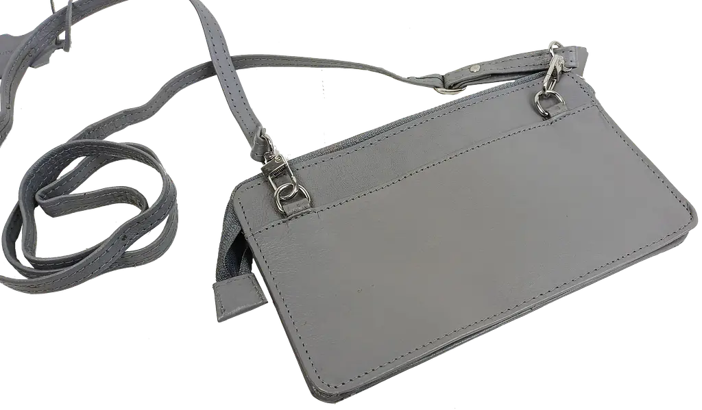 Невелика жіноча шкіряна сумка чохол для телефону документів UP2 Fashion Сіра - фото 6