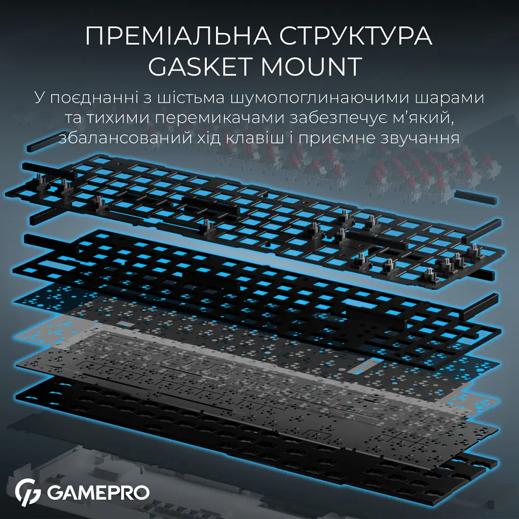 Клавіатура GamePro Asgard Drakkar Keychron Super Red Switch Wireless/Bluetooth/USB UA White (MK305WH) - фото 11