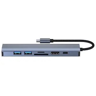 Концентратор Dynamode 7-in-1 USB-C to HDTV 4K/30Hz 2хUSB3.0 RJ45 USB-C PD 100W SD/MicroSD (BYL-2303) - фото 3