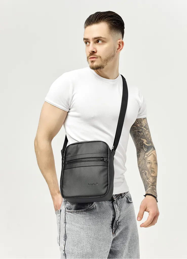 Чоловіча сумка месенджер Sambag Makros чорна 23 × 19 × 7 см (70278001m) - фото 6