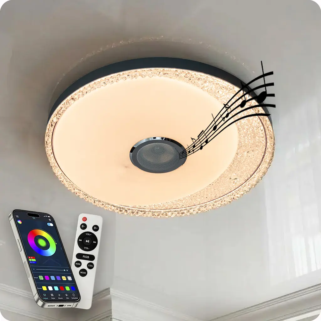Люстра світлодіодна 517 Dlight RGB з пультом і колонкою 80Вт Білий (02160)