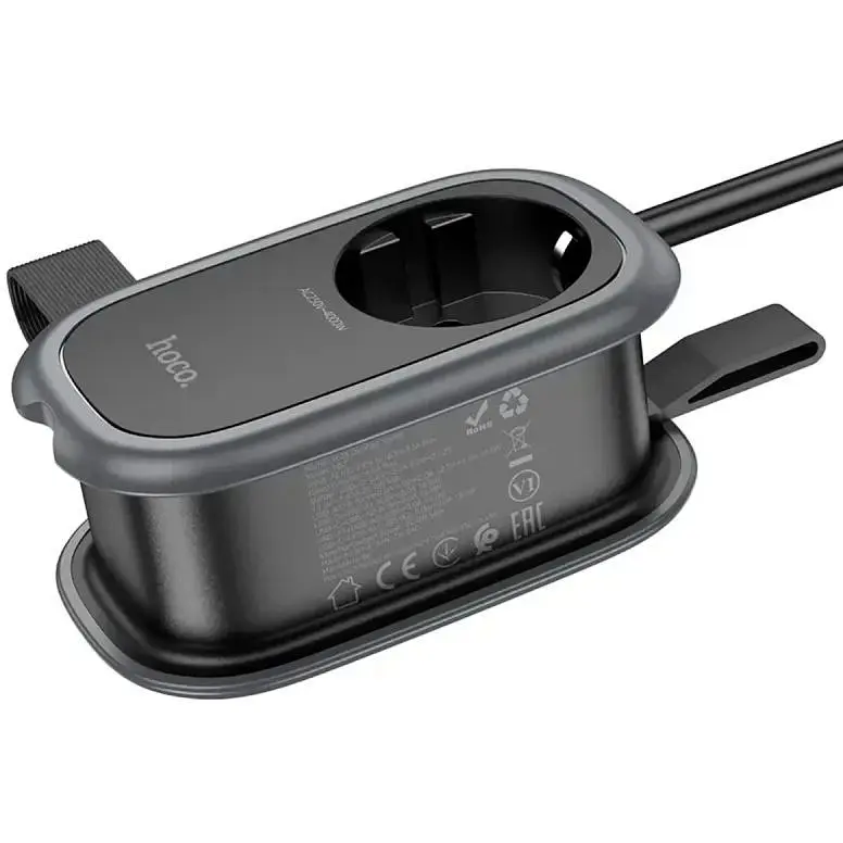 Фільтр HOCO NS7 на 1 розетку + 2 USB + USB-C, 20W, кабель 1.1 м, 220В, Black, Box - фото 3