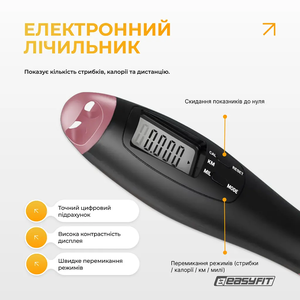 Скакалка для похудения EasyFit TwinRope 2,8 м черный-розовый - фото 5