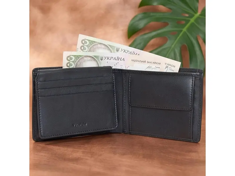 Чоловічий портмоне з натуральної шкіри Cortina 5051 nero Чорне 12,5х9,5 см TONY PEROTTI acs0032352 - фото 5