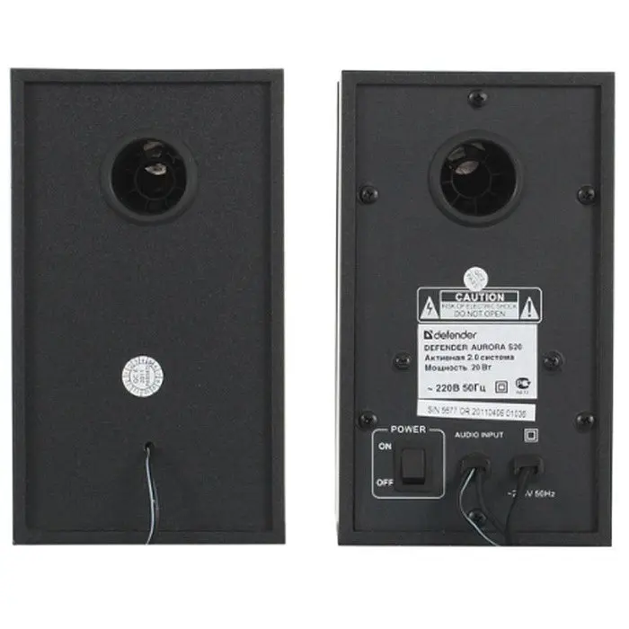 Акустичні колонки Defender Aurora S20 (2.0) 2x10W (дерево) Чорні - фото 2
