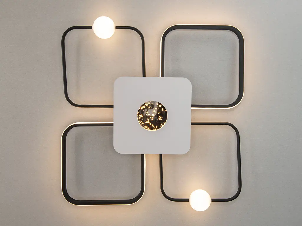 Люстра стельова LED Diasha MX2990-2+2B WH+BK, 55W, чорна+біла, сучасний стиль для вітальні, спальні, кухні, 60 см - фото 2