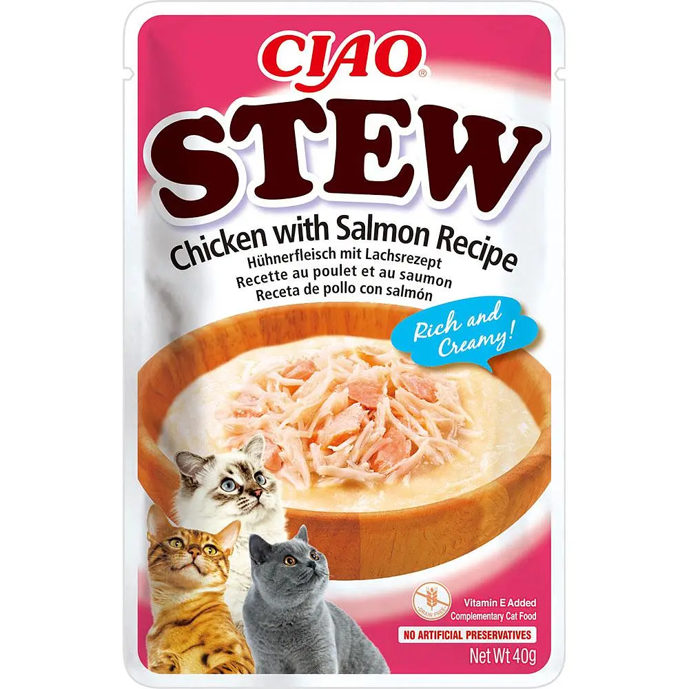 Пауч Inaba Ciao Stew для котів тушкована курка з лососем, 40 г
