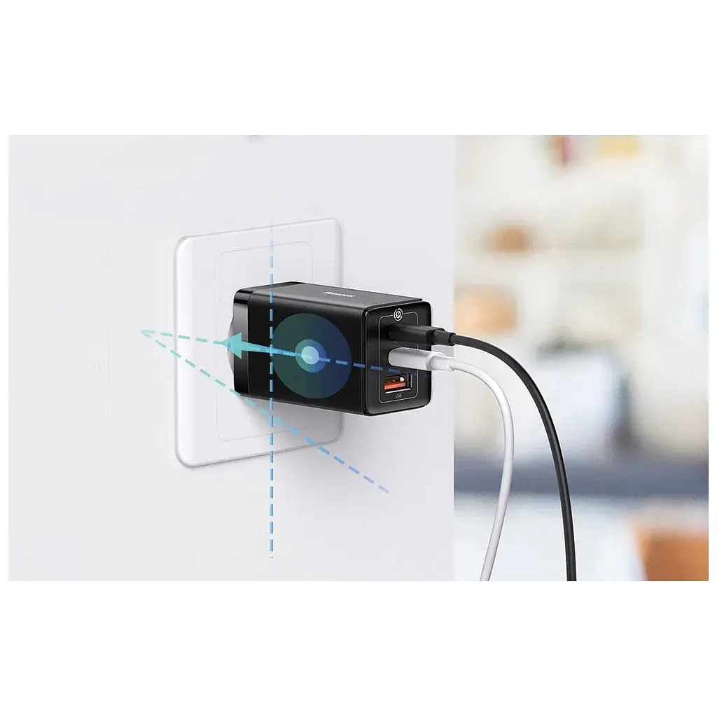 Зарядний пристрій Baseus 2xUSB-C 65W + 1xUSB GaN + cable USB-C to USB-C 100W 1.0m black (CCGP120201) - фото 10